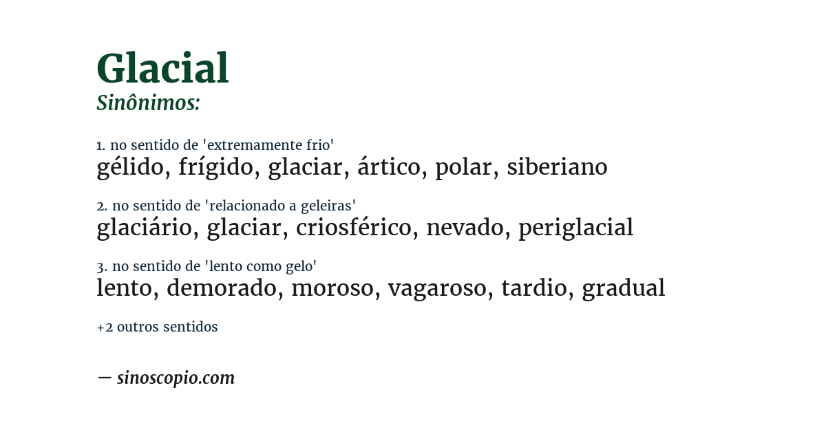 Sinônimo de glacial