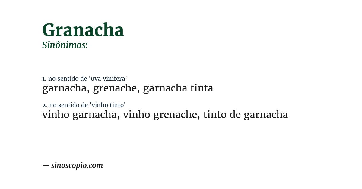 Sinônimo de granacha