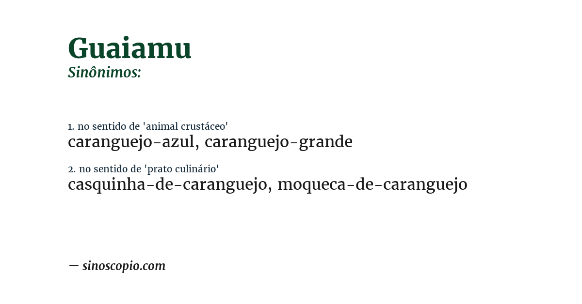 Sinônimo de guaiamu