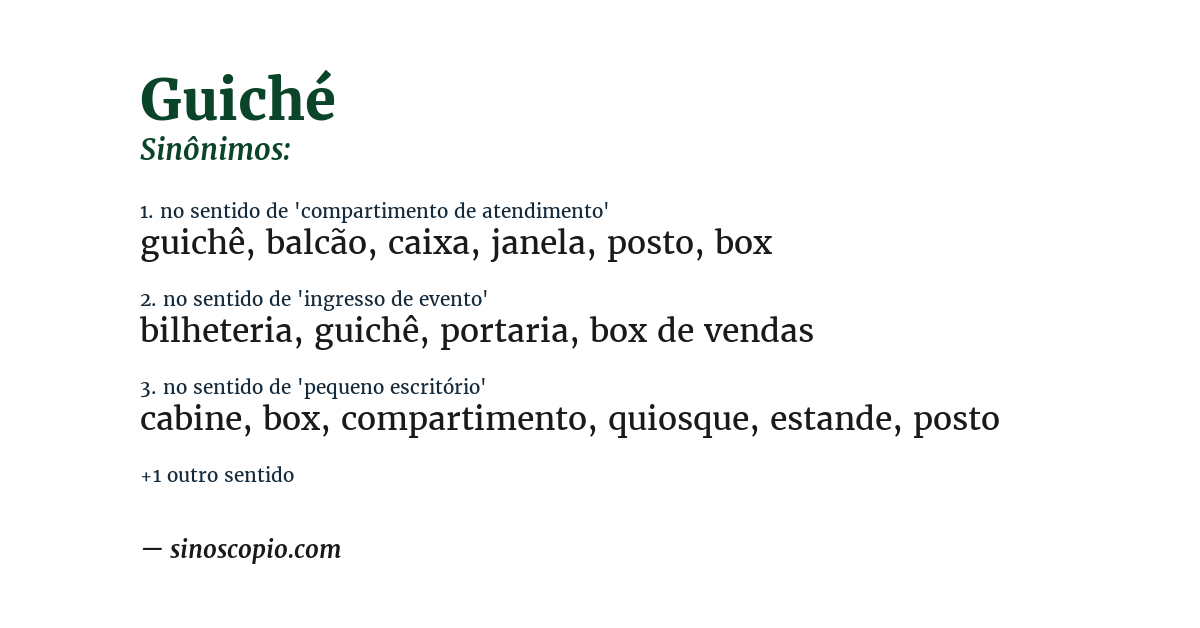 Sinônimo de guiché