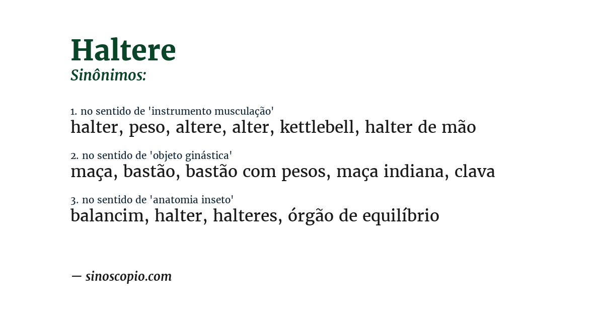 Sinônimo de haltere
