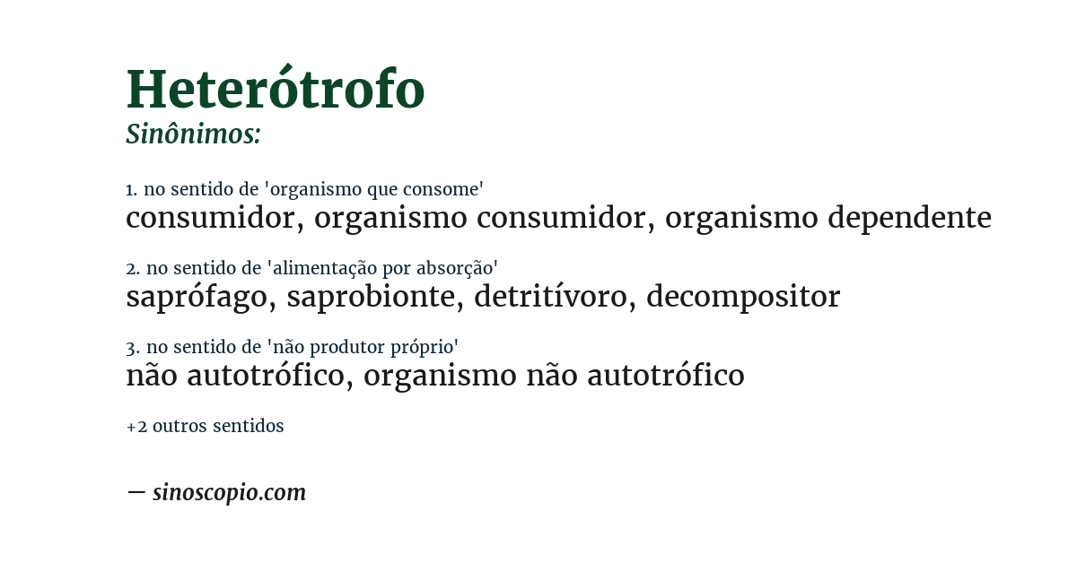 Sinônimo de heterótrofo