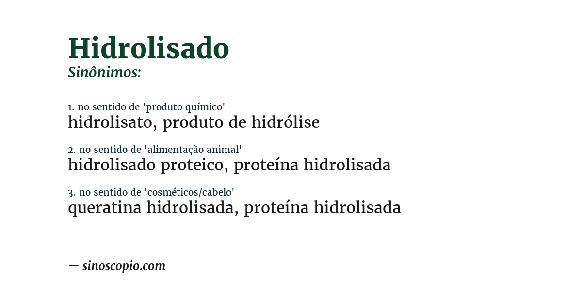 Sinônimo de hidrolisado