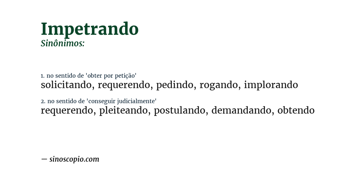 Sinônimo de impetrando