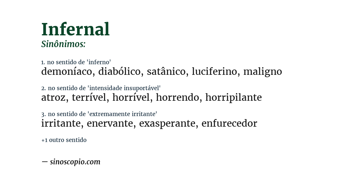Sinônimo de infernal