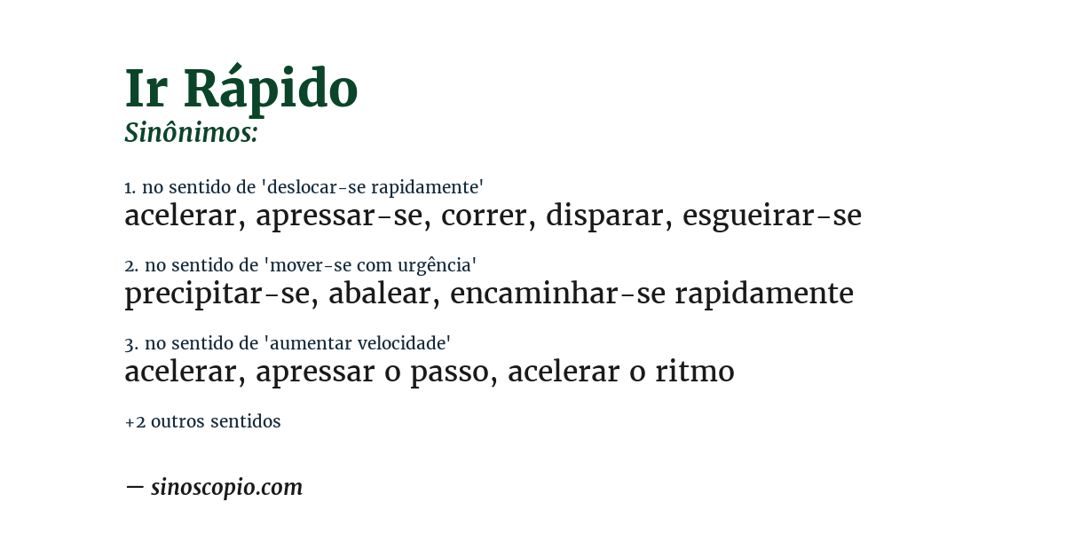 Sinônimo de ir rápido