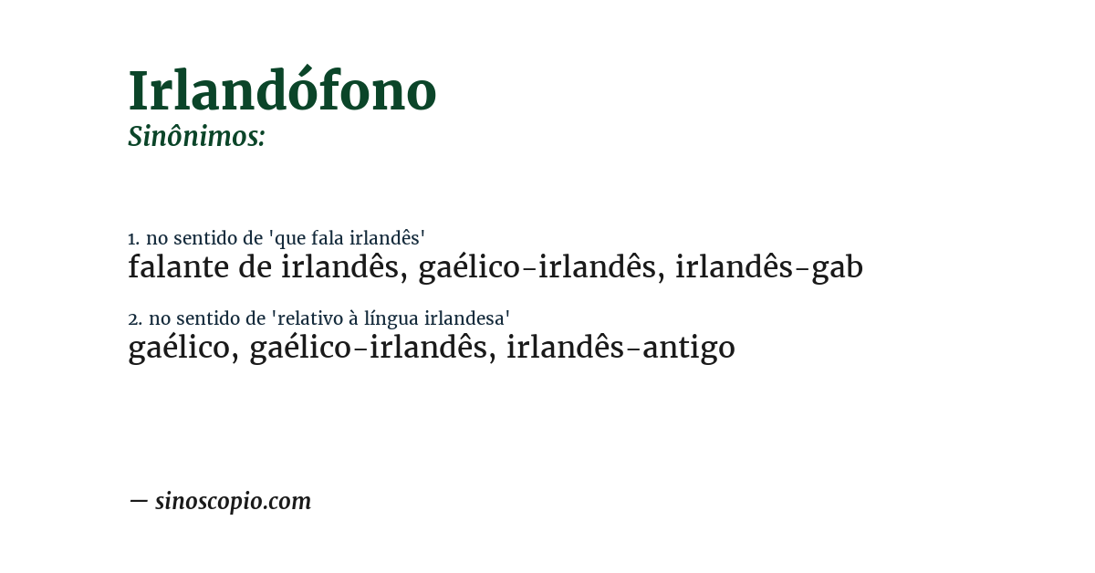 Sinônimo de irlandófono