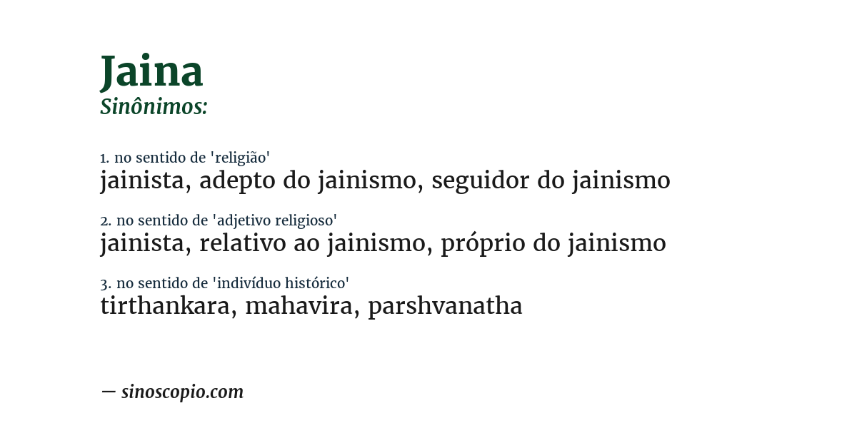 Sinônimo de jaina