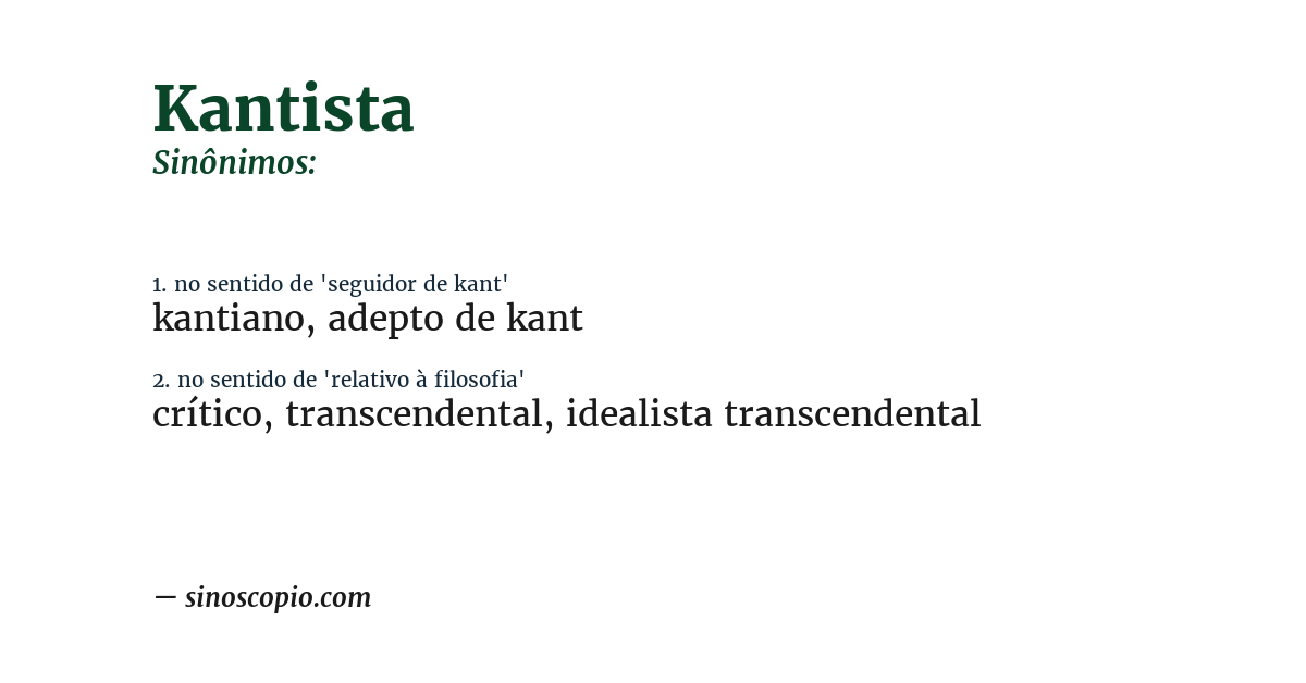 Sinônimo de kantista