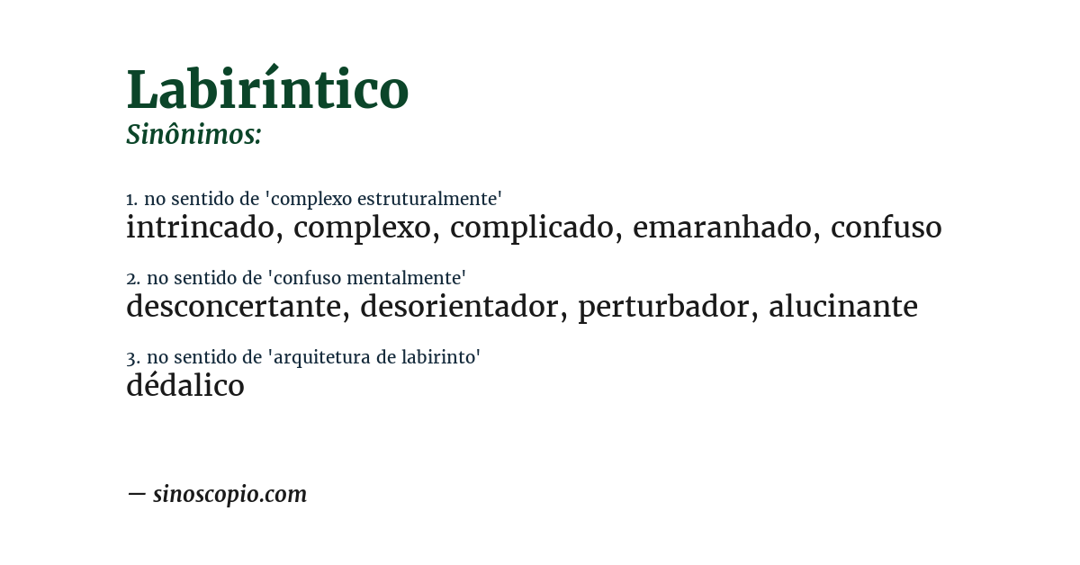 Sinônimo de labiríntico