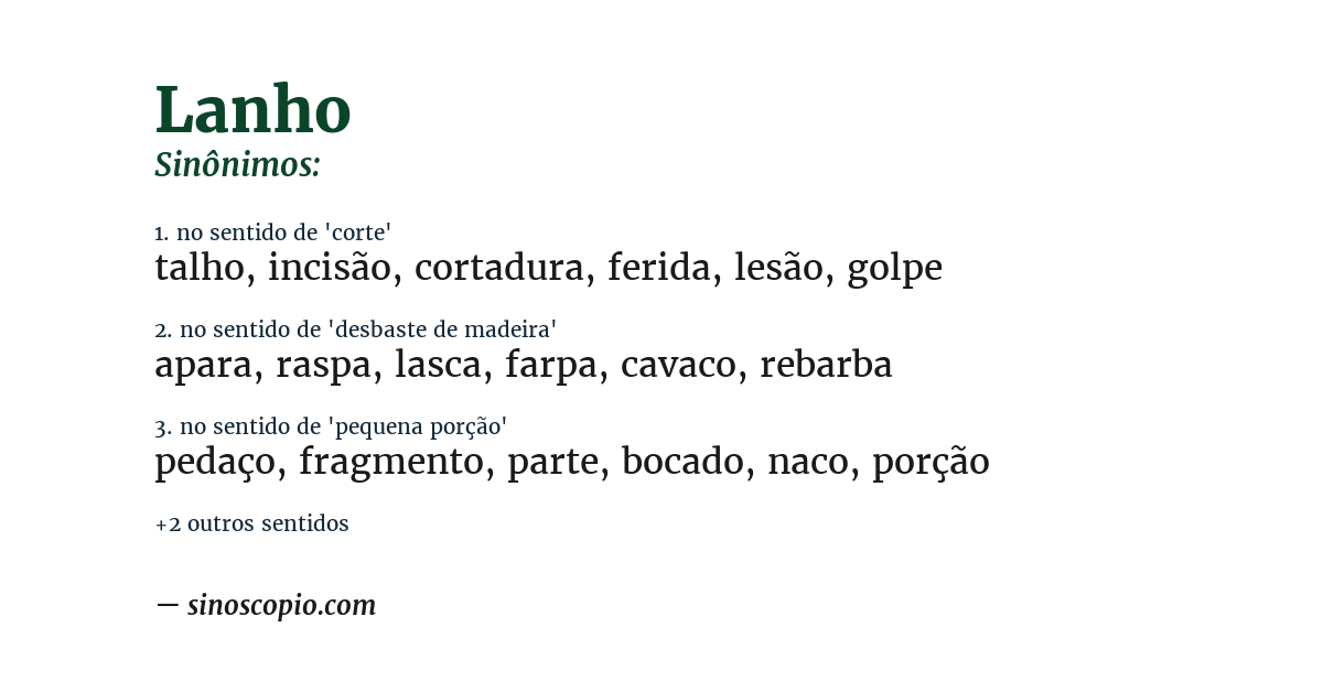 Sinônimo de lanho