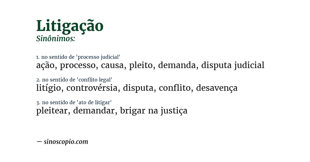 Sinônimo de litigação