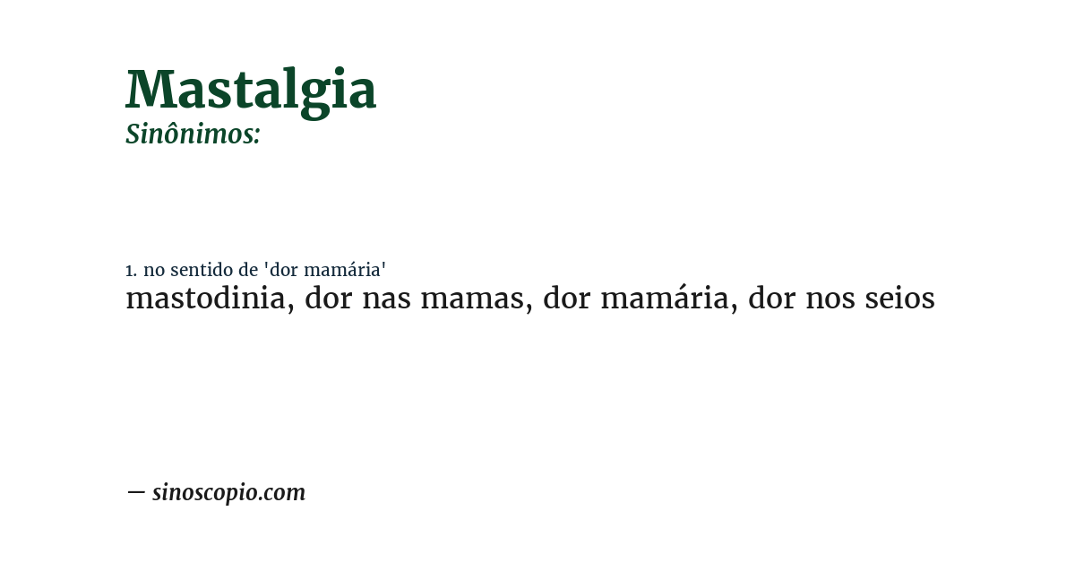 Sinônimo de mastalgia