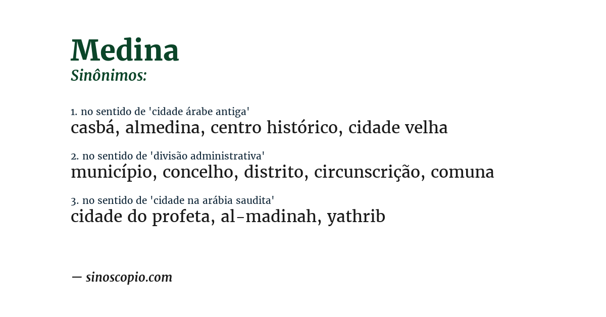Sinônimo de medina