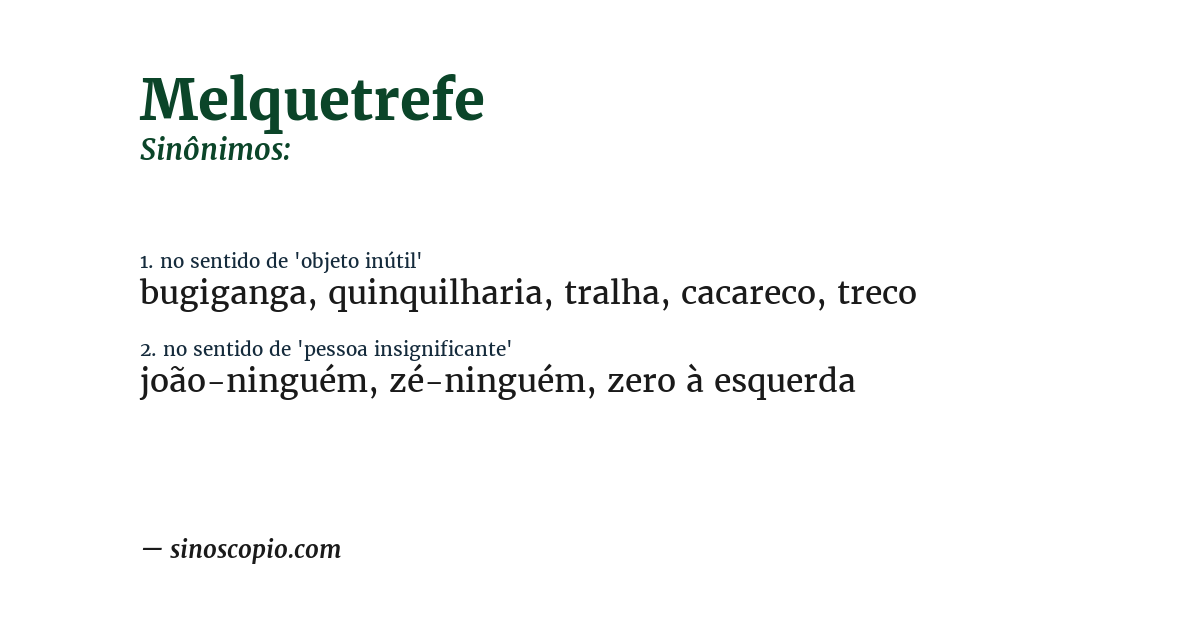 Sinônimo de melquetrefe