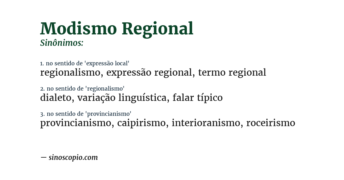 Sinônimo de modismo regional