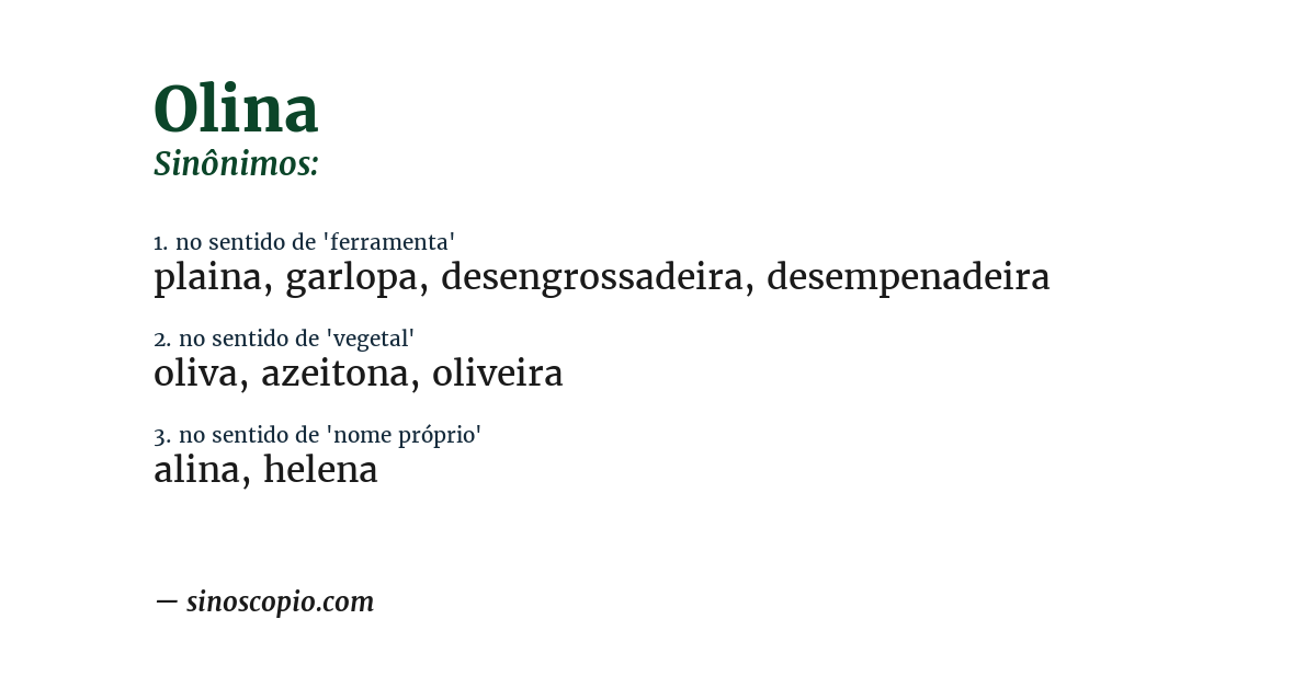 Sinônimo de olina
