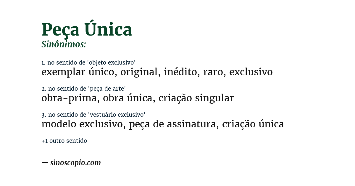 Sinônimo de peça única