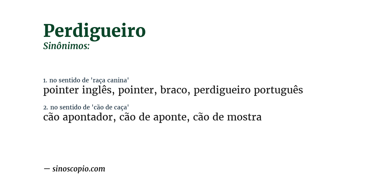 Sinônimo de perdigueiro