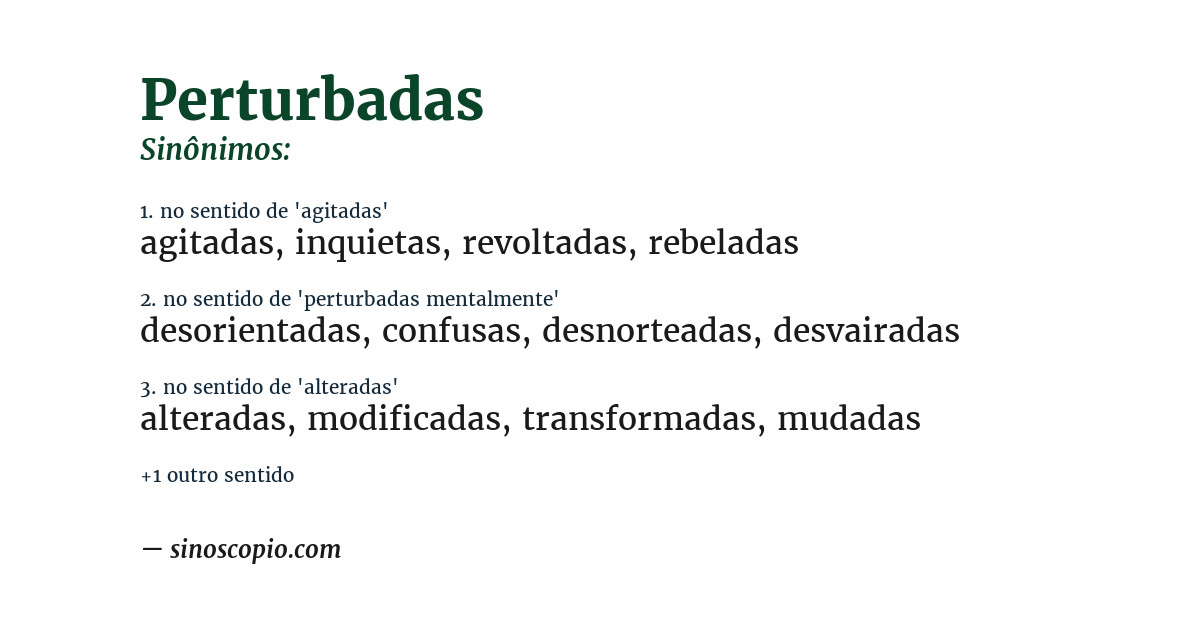 Sinônimo de perturbadas