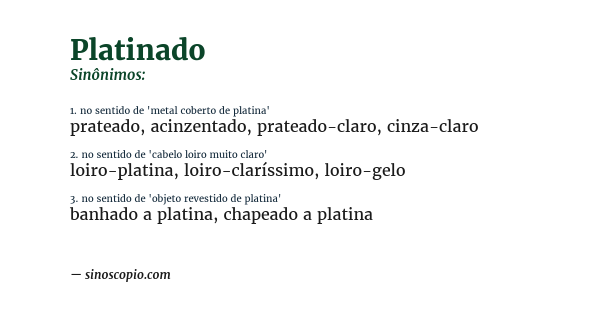 Sinônimo de platinado