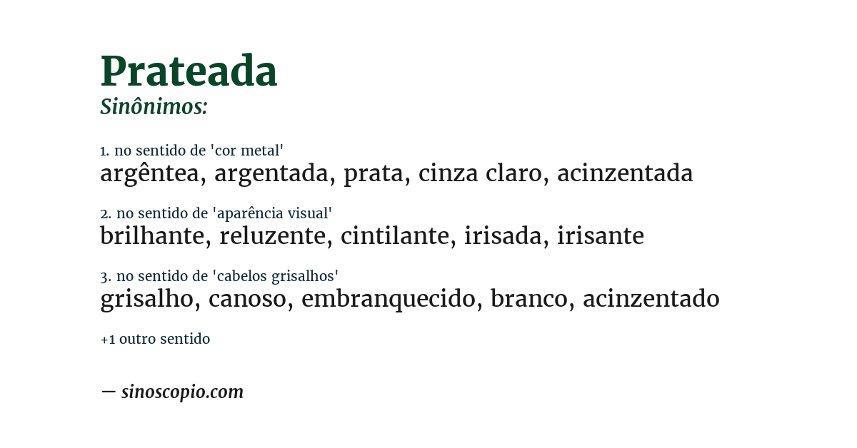 Sinônimo de prateada