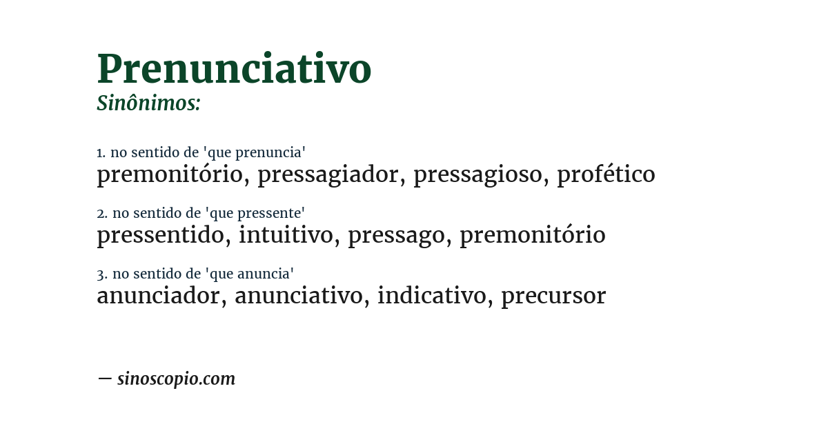Sinônimo de prenunciativo