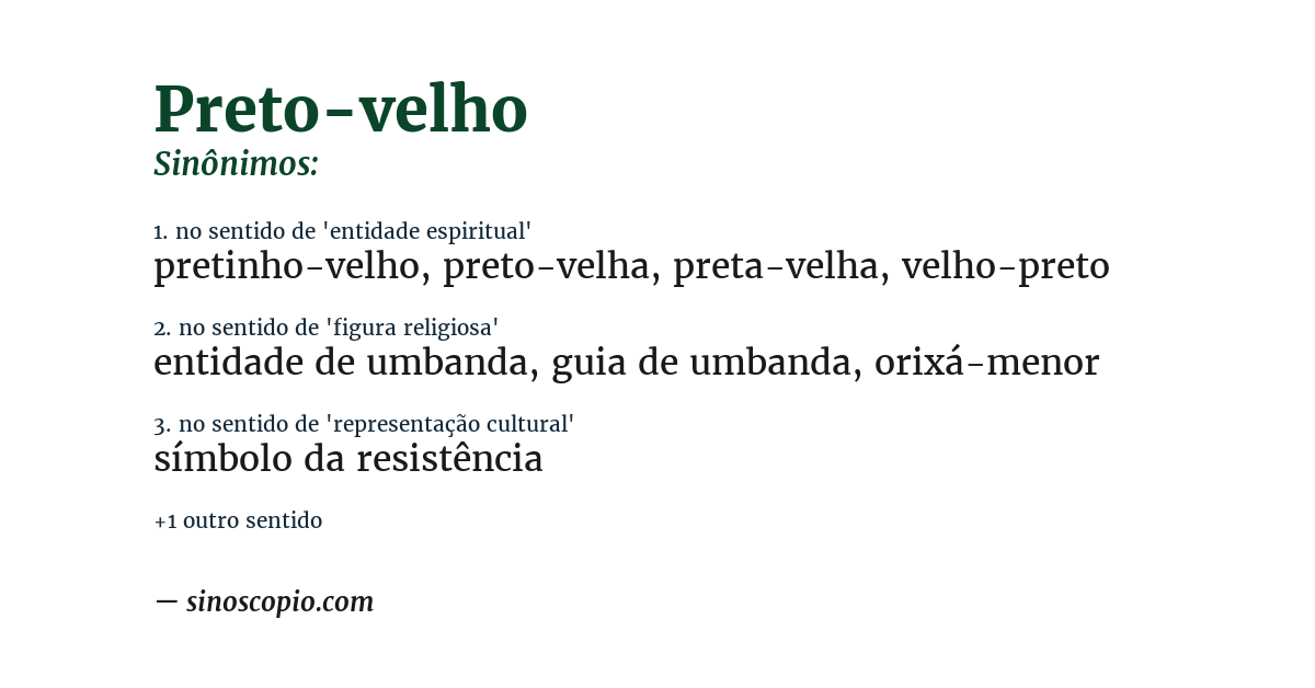 Sinônimo de preto-velho