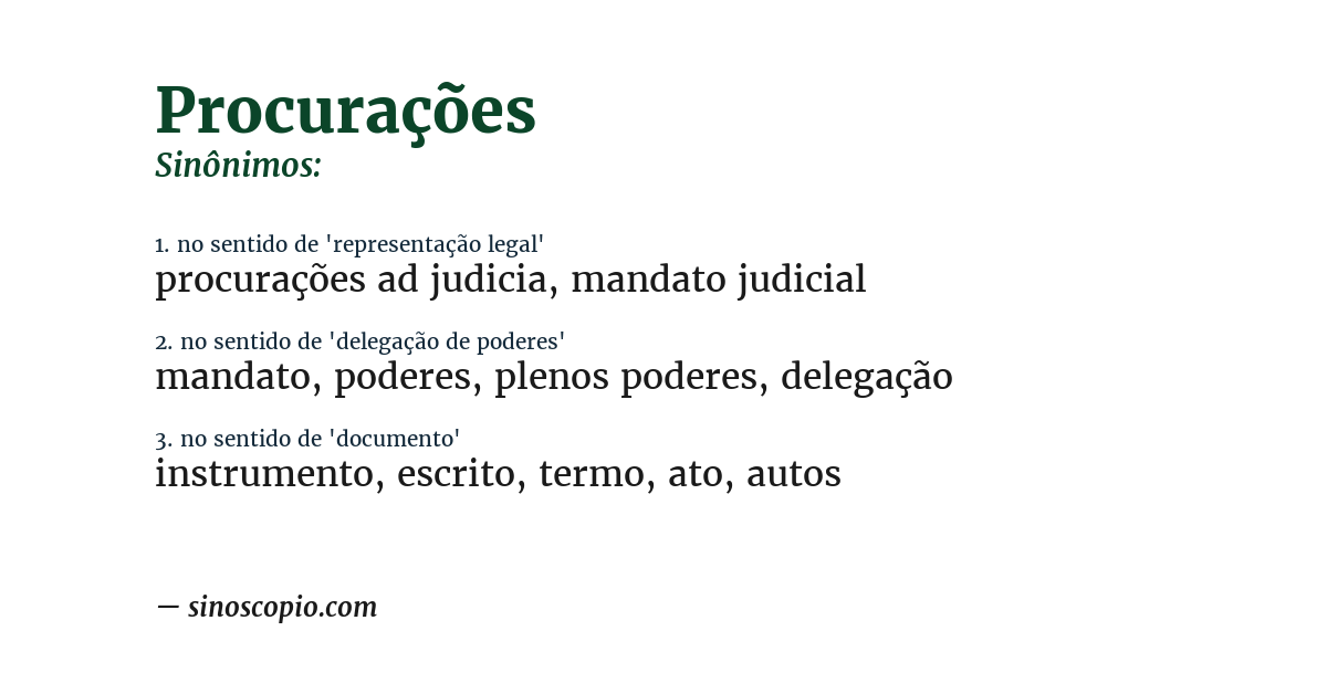 Sinônimo de procurações
