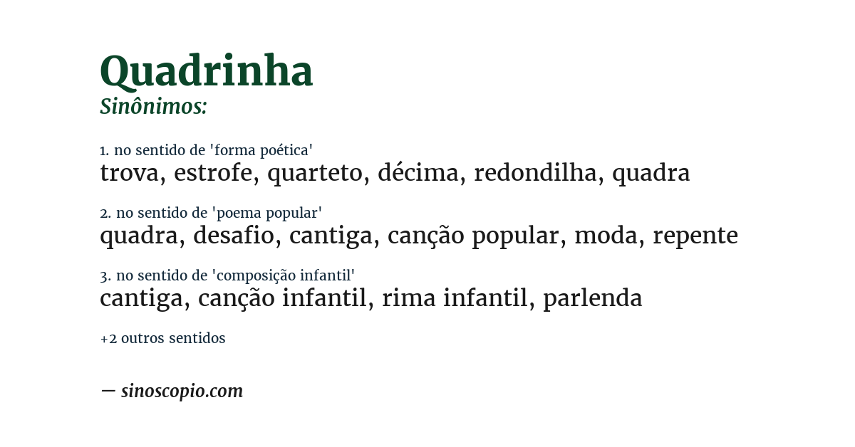 Sinônimo de quadrinha