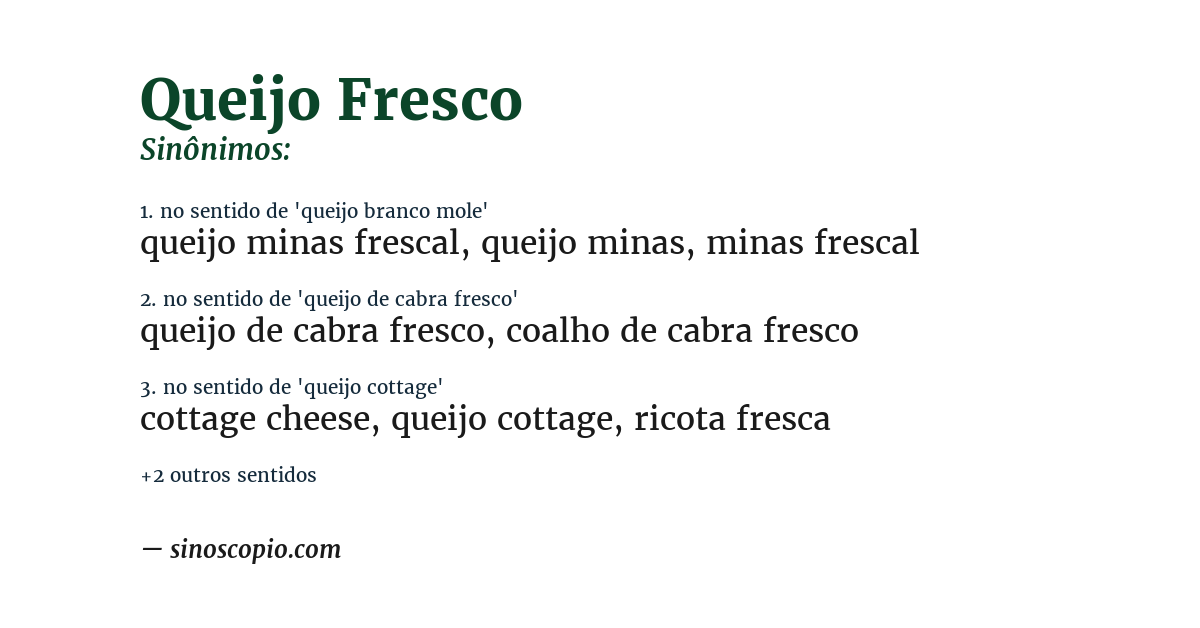 Sinônimo de queijo fresco