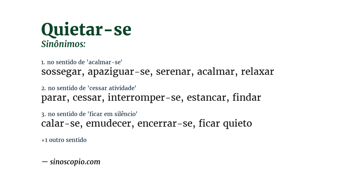 Sinônimo de quietar-se