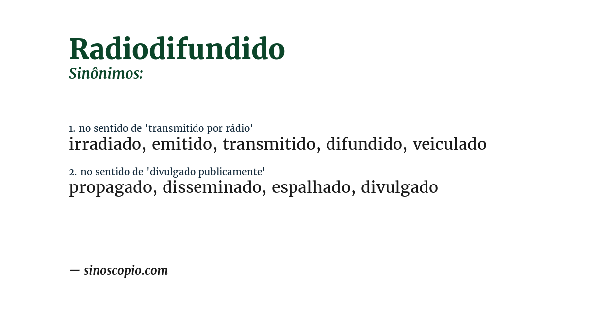 Sinônimo de radiodifundido