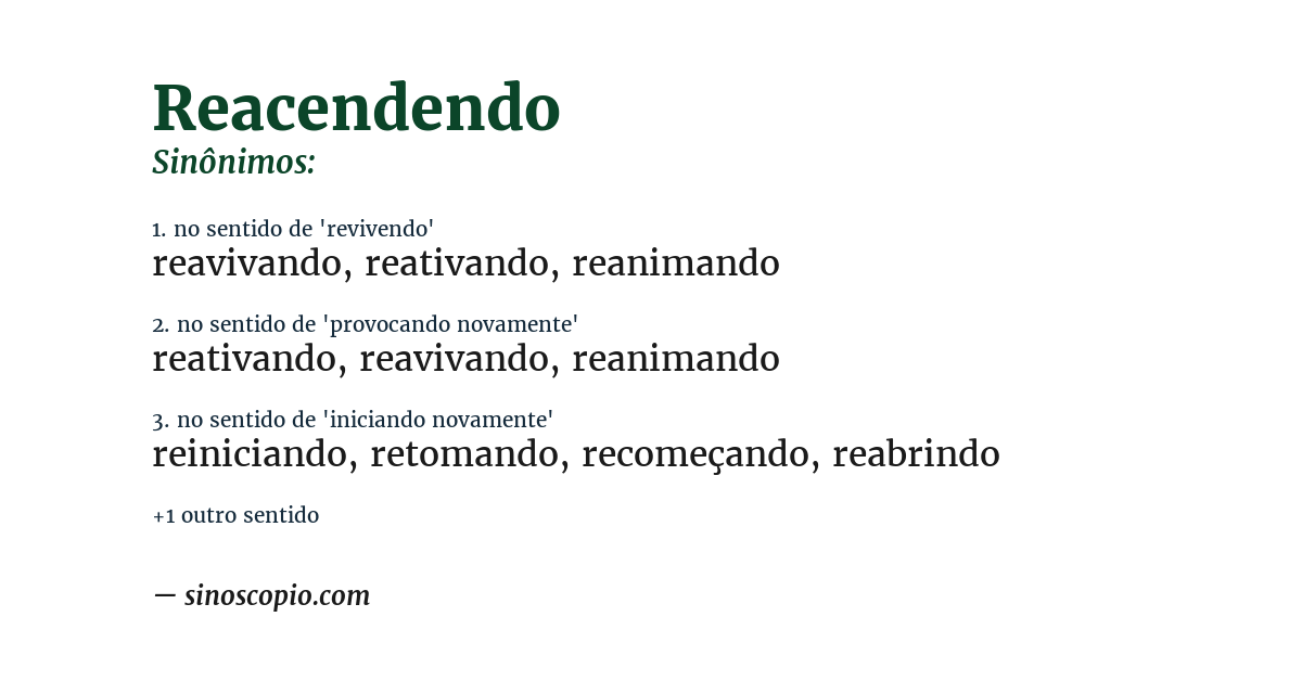 Sinônimo de reacendendo