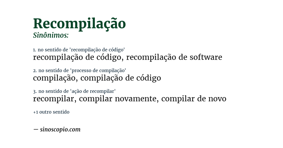 Sinônimo de recompilação