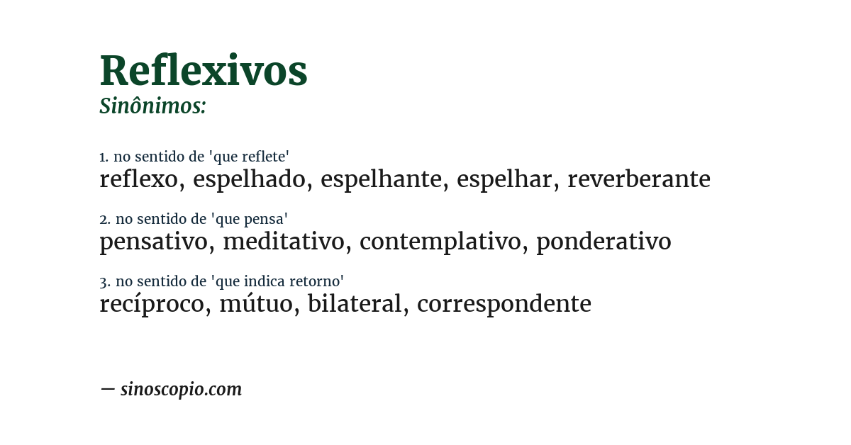 Sinônimo de reflexivos