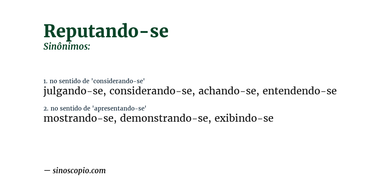 Sinônimo de reputando-se