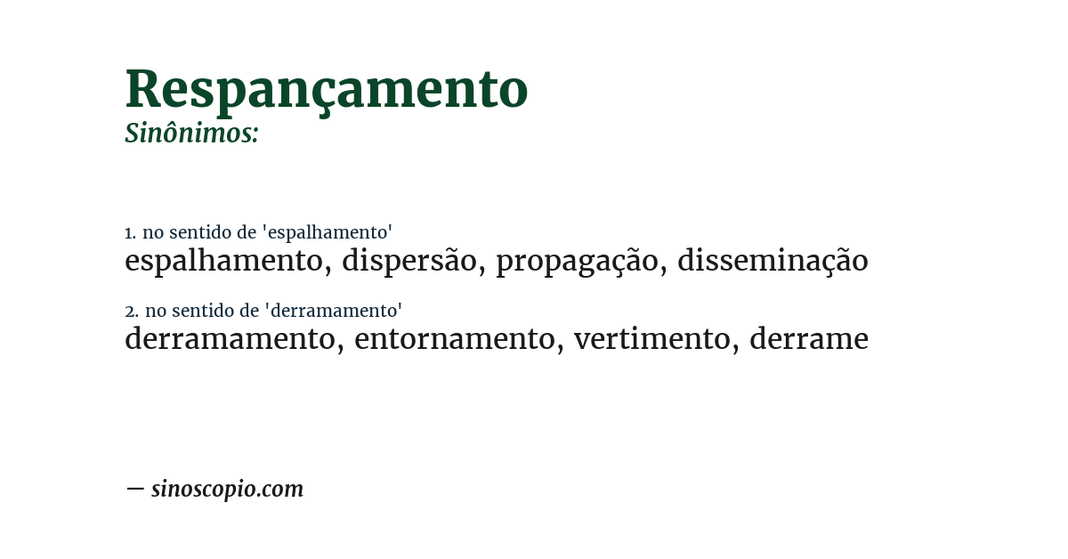Sinônimo de respançamento