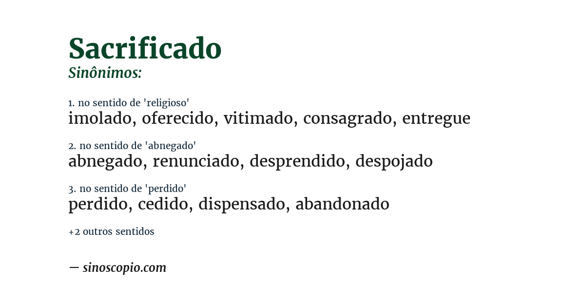 Sinônimo de sacrificado
