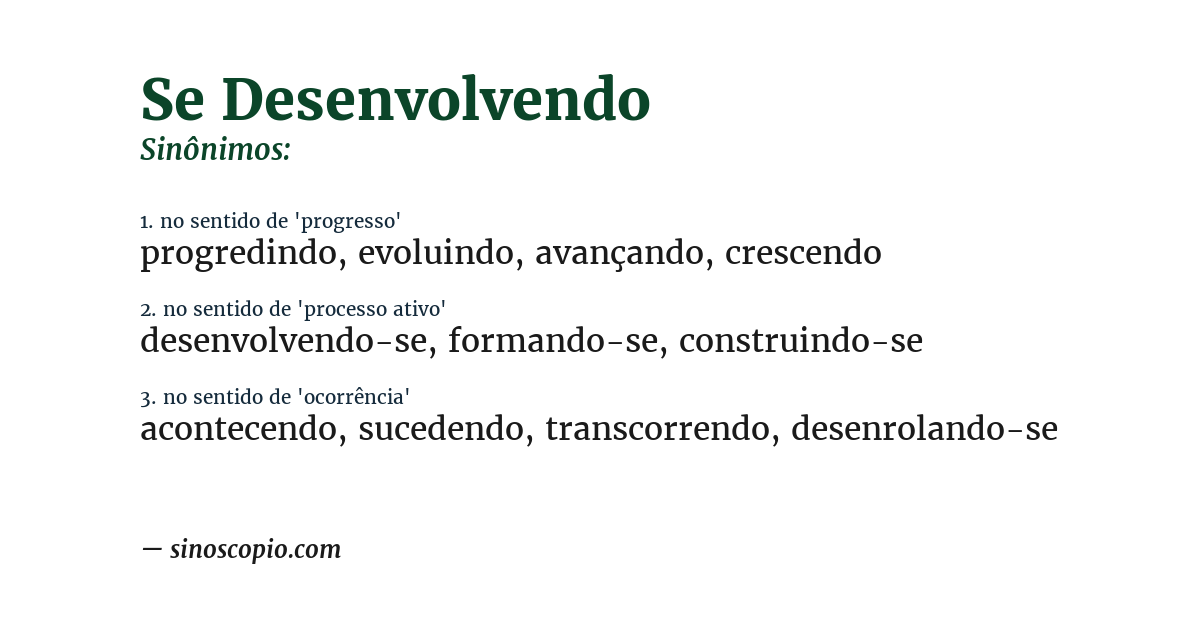 Sinônimo de se desenvolvendo