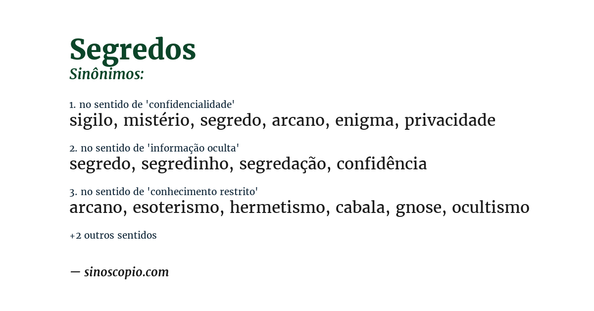 Sinônimo de segredos
