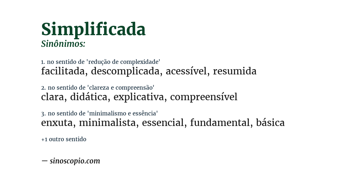 Sinônimo de simplificada