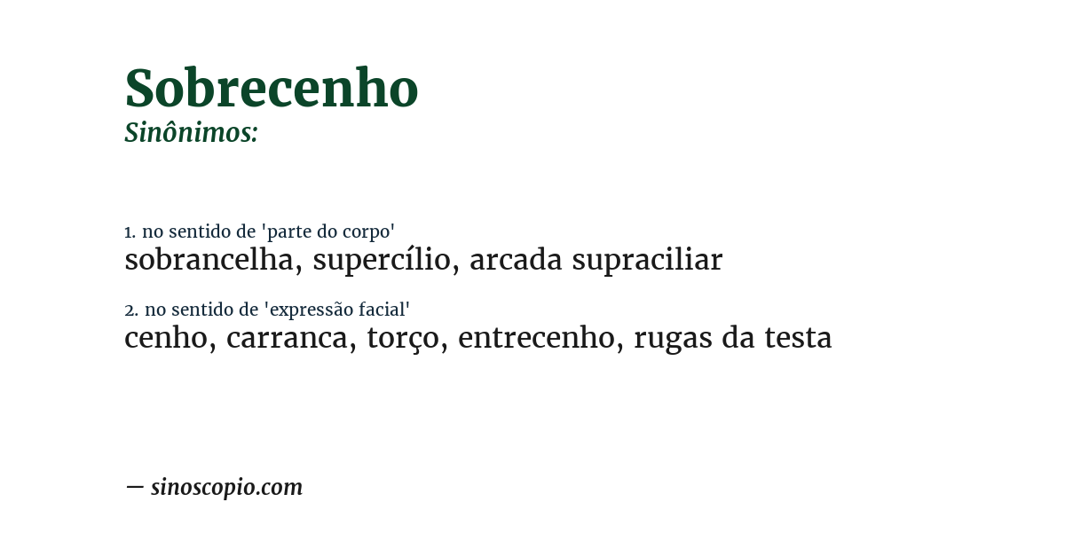 Sinônimo de sobrecenho