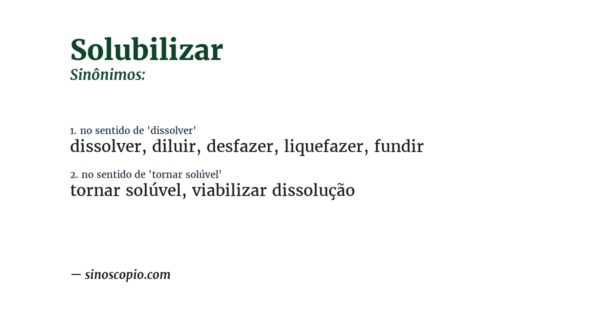 Sinônimo de solubilizar