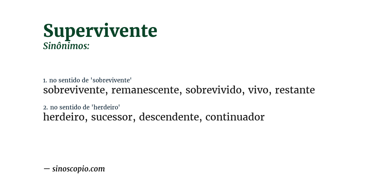 Sinônimo de supervivente