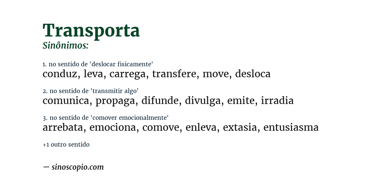 Sinônimo de transporta