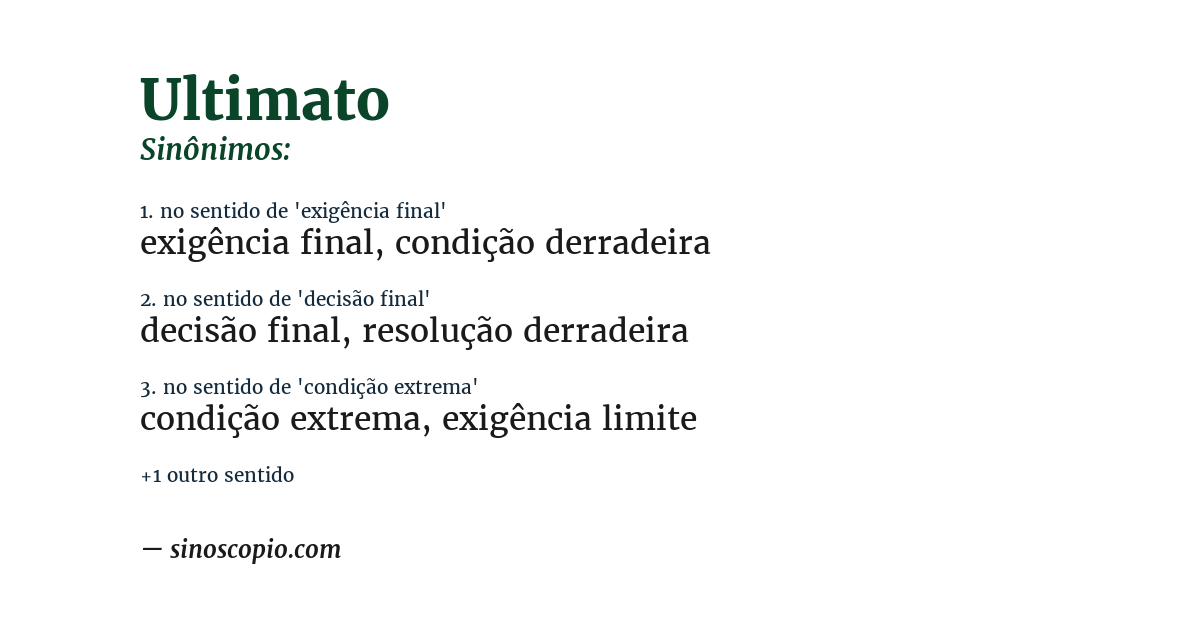 Sinônimo de ultimato