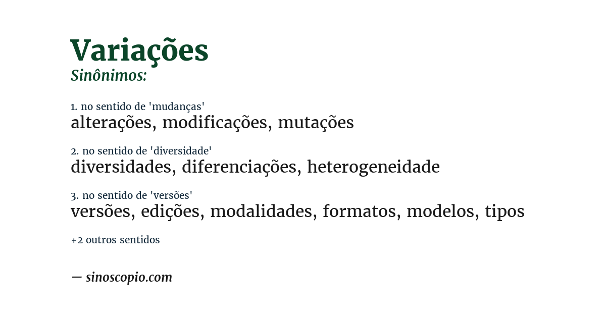Sinônimo de variações