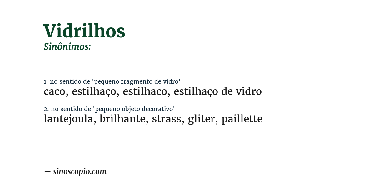 Sinônimo de vidrilhos
