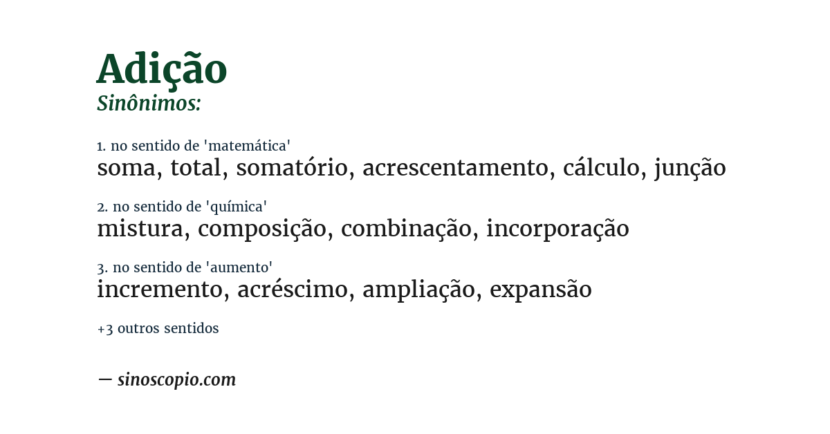 Sinônimo de adição